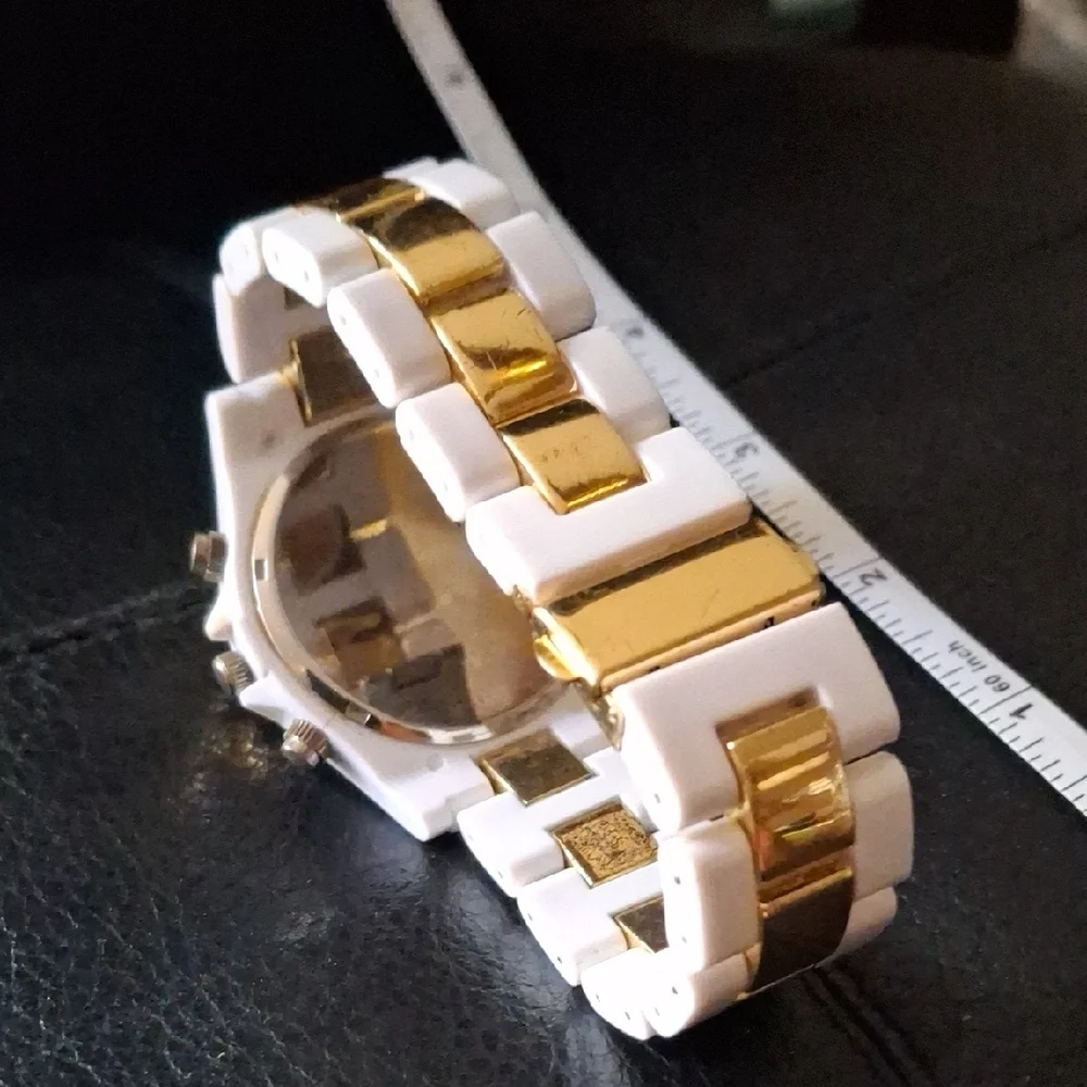 Gold and White Women's Watch